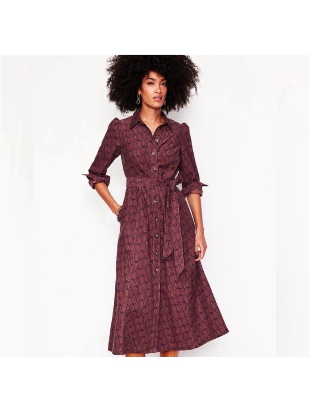 Boden Aubrey Cord Corduroy Burgundy Dress